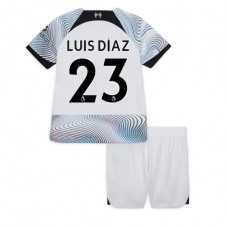 Liverpool Luis Diaz #23 Bortaställ Barn 2022-23 Korta ärmar (+ Korta byxor)